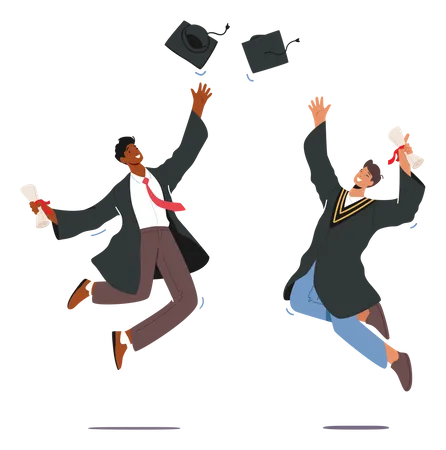 Students celebrating college graduation  Illustration