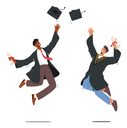 Students celebrating college graduation  Illustration