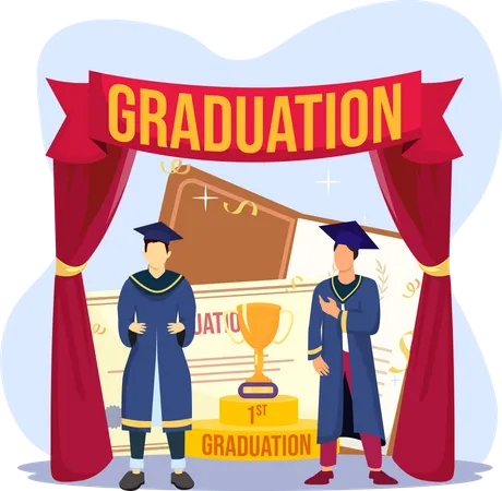 Students celebrating graduation degree Illustration