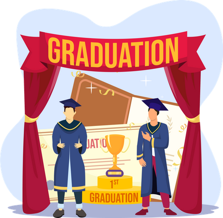 Students celebrating graduation degree  Illustration