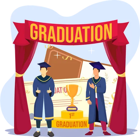 Students celebrating graduation degree  Illustration