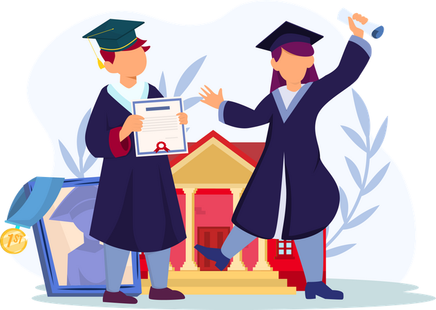 Students celebrating graduation  Illustration