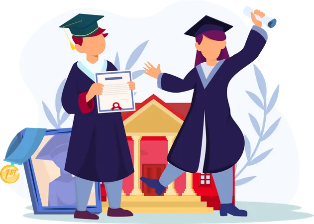 Students celebrating graduation  Illustration