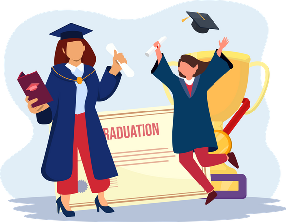 Students celebrating graduation  Illustration