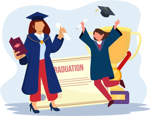 Students celebrating graduation  Illustration