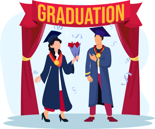 Students celebrating graduation  Illustration