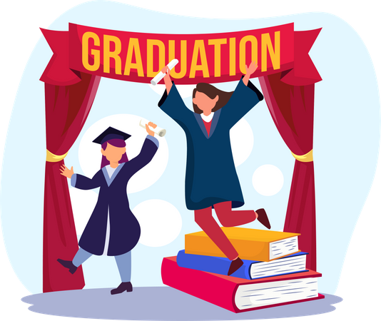 Students celebrating graduation  Illustration