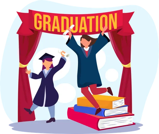 Students celebrating graduation  Illustration