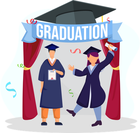 Students celebrating graduation  Illustration