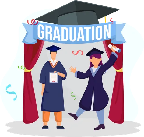 Students celebrating graduation  Illustration