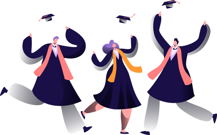 Students Celebrating Graduation  Illustration