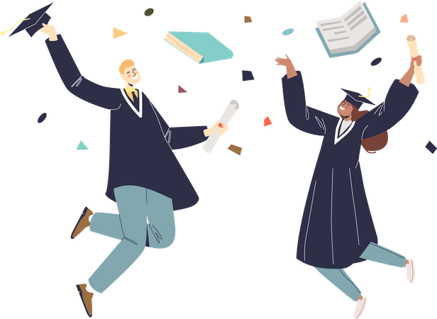 Students celebrating graduation  Illustration