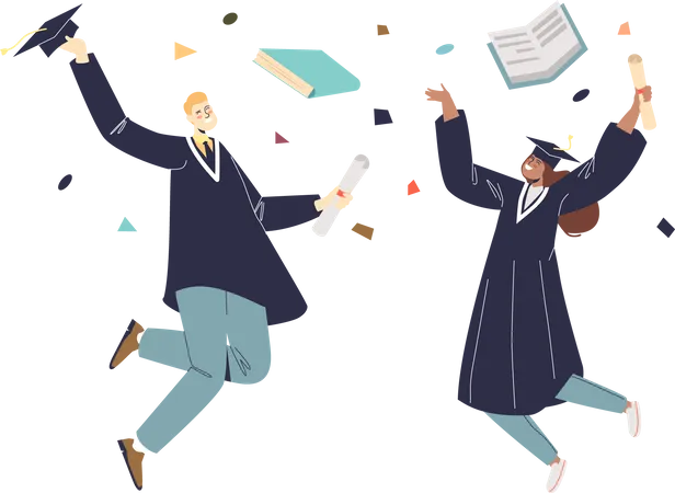 Students celebrating graduation  Illustration