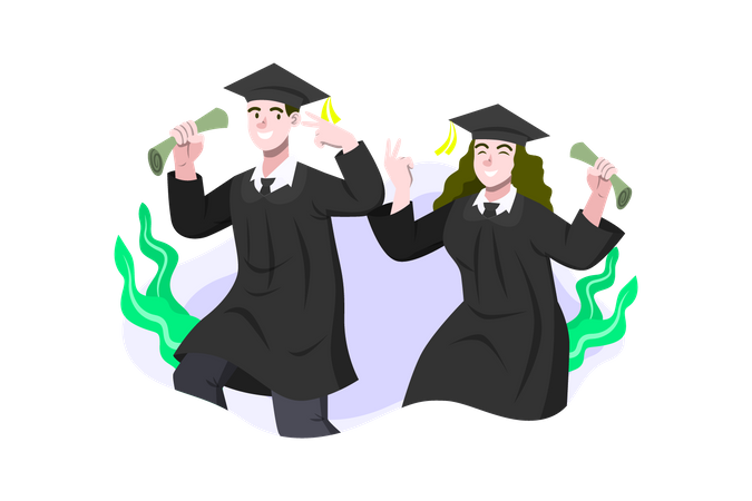 Students celebrating graduation  Illustration