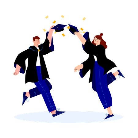 Students celebrating graduation  Illustration