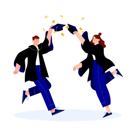 Students celebrating graduation  Illustration