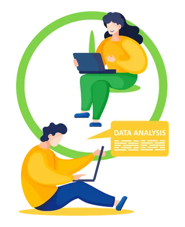 Students Collect And Form Statistics Data Make Analytics Analysis Presentation On Website Using Laptops Banner Infographic On Diagram Design Poster Girl Sitting On Clock Freelance Hurry Up Illustration