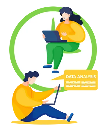 Students collect form statistics data  Illustration