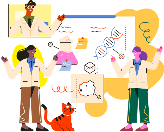 Students doing Discussion and Brainstorming  Illustration