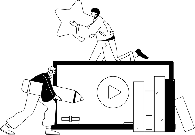 Students doing E Learning  Illustration
