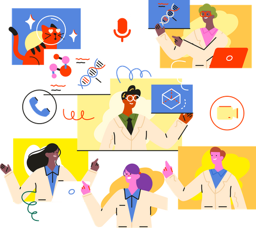 Students doing E-learning  Illustration