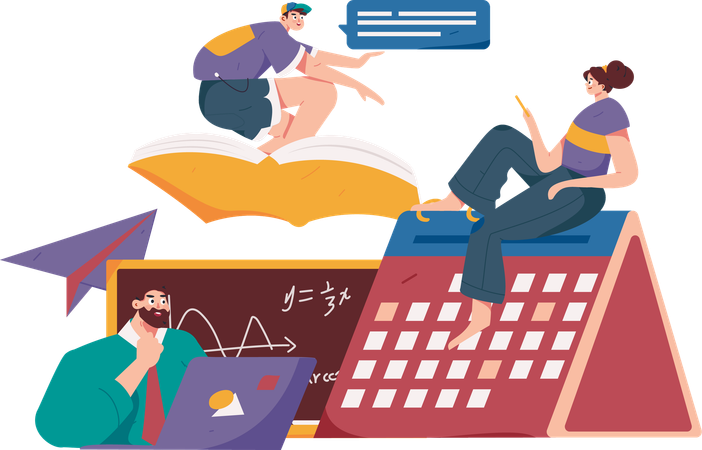 Students doing exam preparation  Illustration