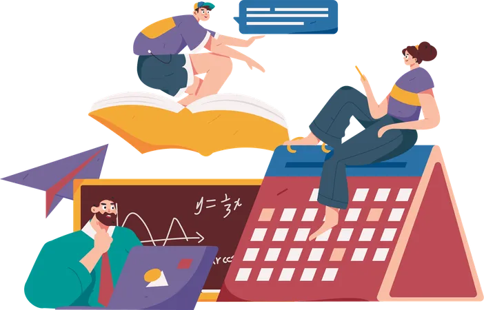 Students doing exam preparation  Illustration