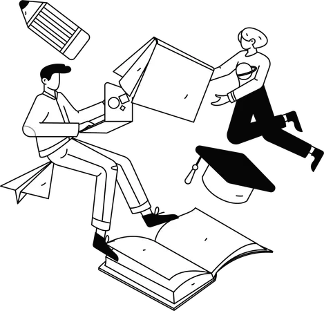 グループ学習をする学生  イラスト