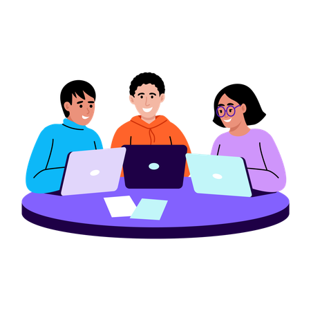 Students doing group study  Illustration