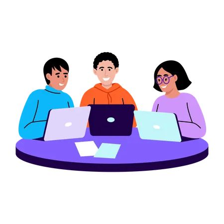 Students doing group study  Illustration