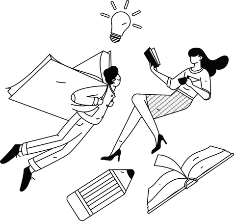 Students doing group study  Illustration