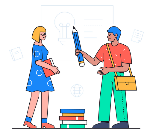 Students doing study discussion  Illustration