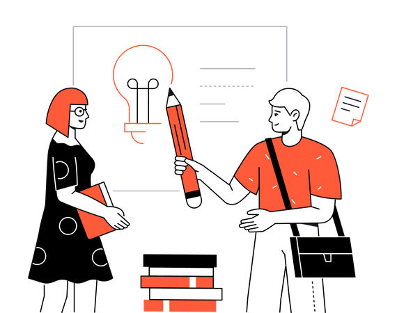 Students doing study discussion  Illustration