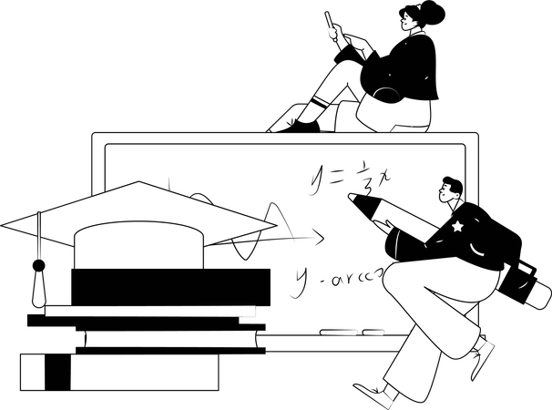 Students doing Virtual Learning  Illustration