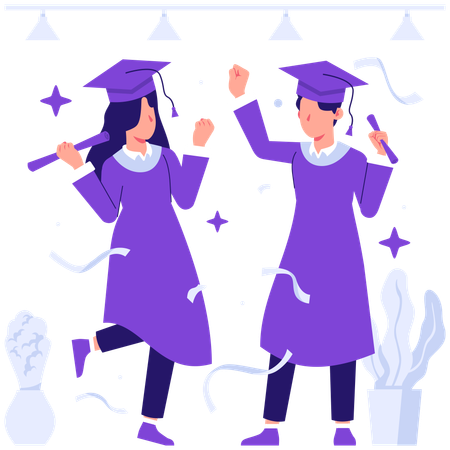Students enjoying graduation ceremony  Illustration