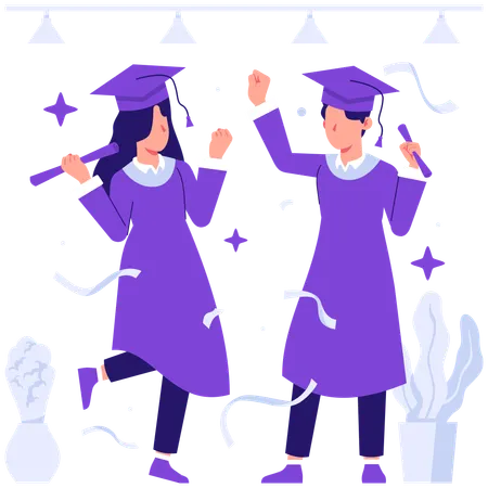 Students enjoying graduation ceremony  Illustration