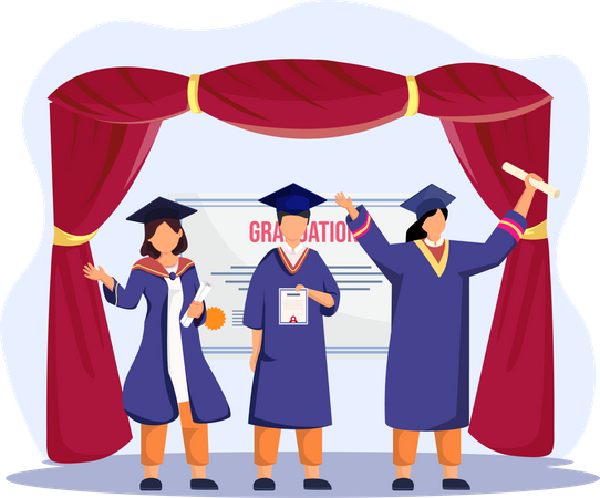 Students get graduation hooding  Illustration