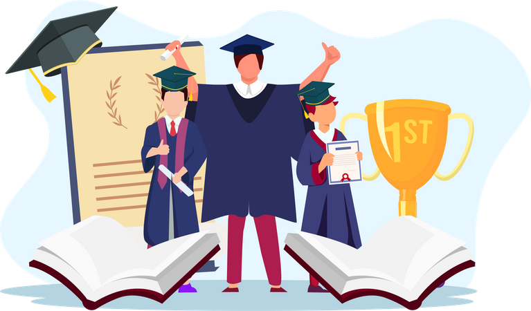 Students getting graduation degree  Illustration