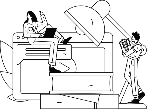 Students Getting Online School Education At Home  Illustration
