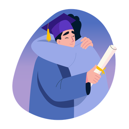 Students giving tight embrace  Illustration