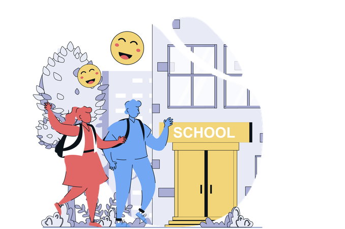 Students going back to school  Illustration