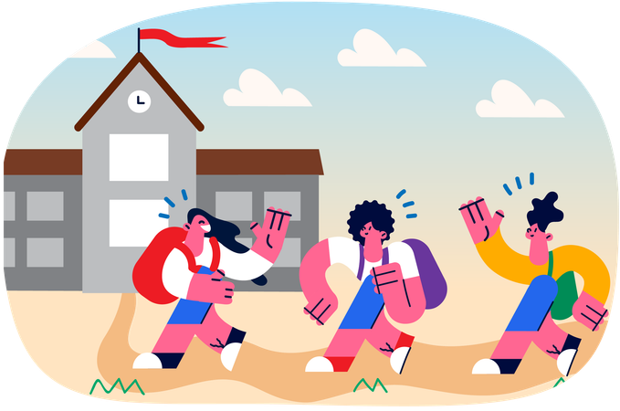 Students going back to school  Illustration