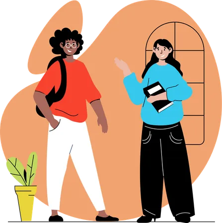 Students going to school  Illustration