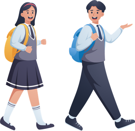 Students going to school  Illustration