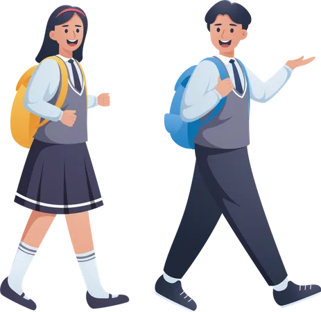 Students going to school  Illustration