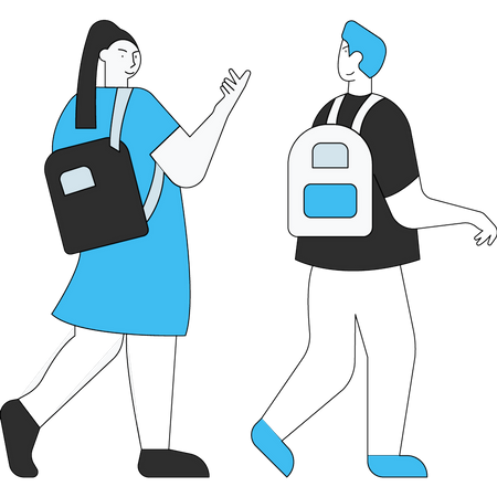 Students going to school  Illustration