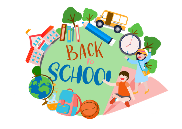 Students have returned from school Illustration