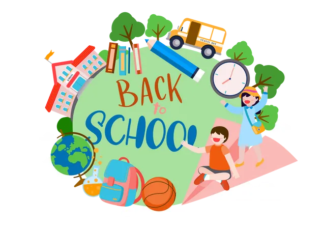 Students have returned from school Illustration