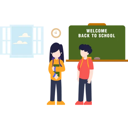 Students in classroom Illustration