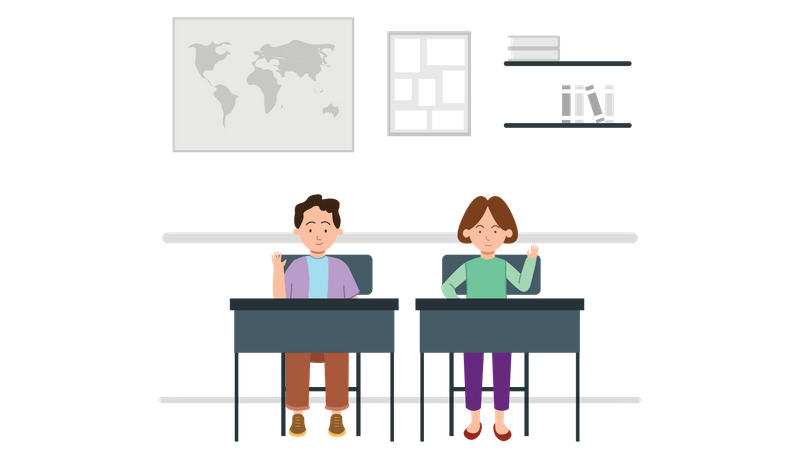 Students In Classroom  Illustration